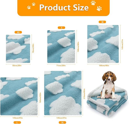 Waterproof Pet Blanket,Dog Bed Covers Couch Sofa Stylish Jacquard Pets Throw Blankets for Puppy Cats Washable Reversible Furniture Protection Covers (Blue Cloud,S)