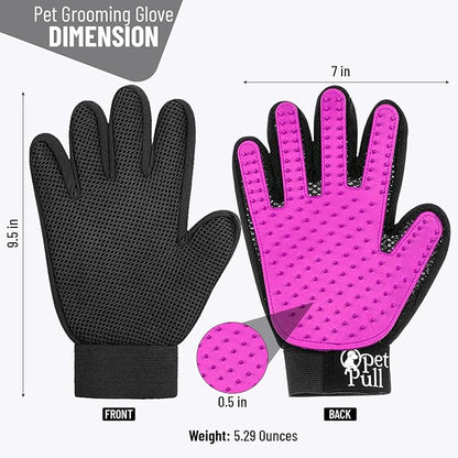 Pet Grooming Gloves with 259 Silicone Tips - Pet Hair Removal Tool Gentle Shedding Dog Washing Gloves - Deshedding Brush Hair Remover Mitts for Dogs & Cats for Long and Short Hair (Pink)