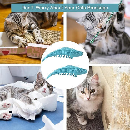 Cat Toothbrush Catnip Toy,Interactive Rubber Dental Care for Pet Kitten Kitty, Crayfish-Shaped Safe Chewing Toy Tooth Cleaning Resistant Cat Toy(2 Pack)