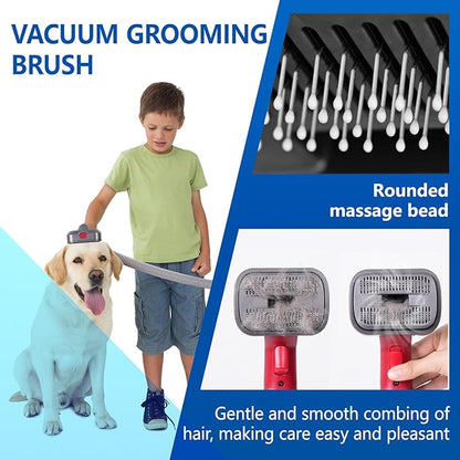 2-in-1 Pet Grooming Kit Compatible with Dyson V7 V8 V10 V11 V15 Vacuum,Dog Hair Vacuum Attachment Removes Loose Hair, Dander, Undercoat & Tangles Self-Cleaning with Extended Vacuum Hose & Trigger Lock