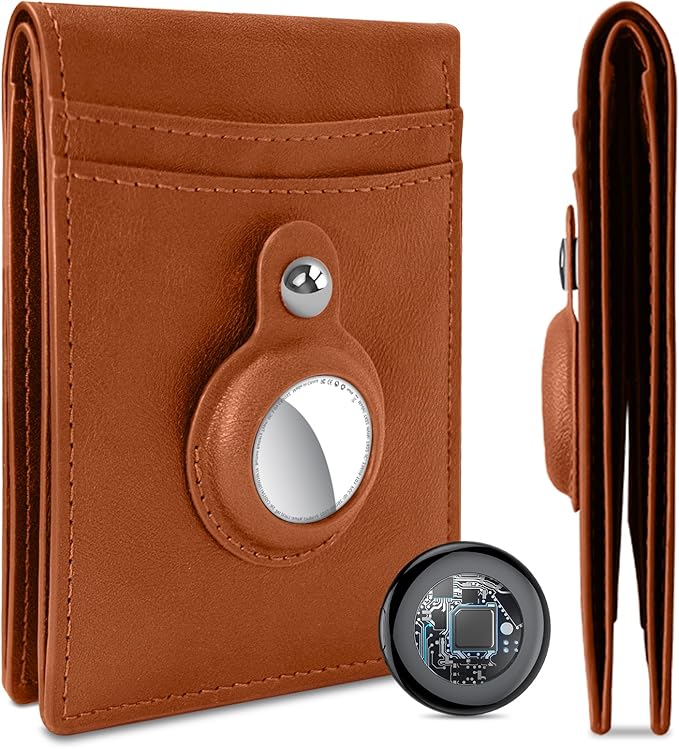 Air Tracker Tag 1-Pack (Brown), Tukio Bluetooth 5.3 Tracker Tag for Apple Find My App(iOS Only), Replaceable Battery, 100dB Alarm Sound, Item Locator Smart Tag for Wallets, Keys, Bag, Luggage and More