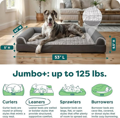 JM PLUS- Luxe Fur & Performance Linen Orthopedic Sofa Bed - Charcoal