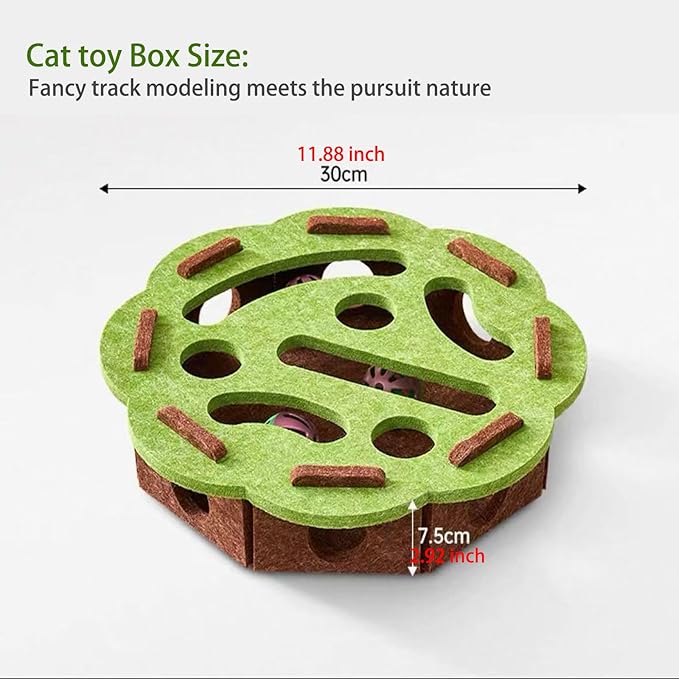 Interactive Cat Scratch Puzzle Enrichment Box – Felt Maze Toy with Nail File, Ideal for Indoor Cats Self Play, Scratching & Hunting Fun