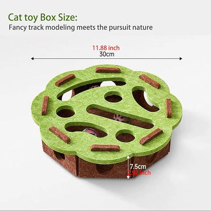 Interactive Cat Scratch Puzzle Enrichment Box – Felt Maze Toy with Nail File, Ideal for Indoor Cats Self Play, Scratching & Hunting Fun