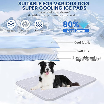 SUPRIY Dog & Cat Cooling Mat with Bandana - Pet Cooling Pad & Pet Scarf Set for Summer(QMAX>0.4) for Pet in Summer, Washable, Non-Toxic (Medium22.8 x34.6)