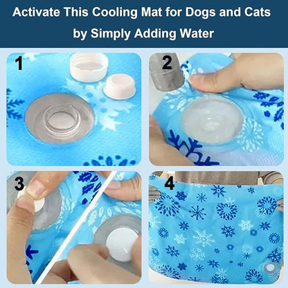 Cooling Mat for Dogs and Cats, Foldable Gel Cooling Mat with Ice Crystal Powder, Blanket Water Injection Cool Pet Pad for Cat Indoor Outdoor Summer Use, 15.7" X19.6"