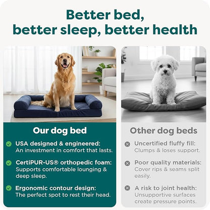 FurHaven Classic Sofa Orthopedic Dog Bed for Large Dogs With Orthopedic Egg Crate with a Solid Orthopedic Foam Base for Joint Support, Removable Washable Cover, Jumbo XL, Quilted Sofa, Coffee