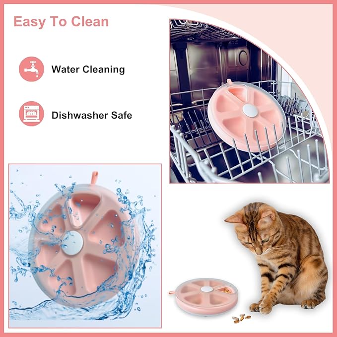 Interactive Cat Treat Toys, Food Puzzle, Maze Feeder Toys for Indoor Cats and Kittens (Pink)