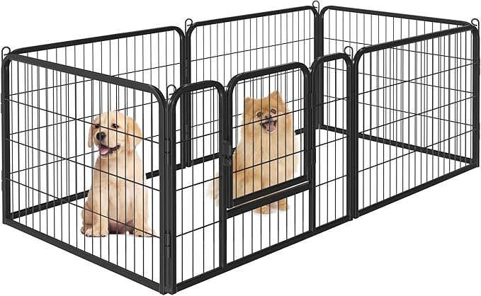 Topeakmart 24-Inch 6 Panel Heavy Duty Portable Pet Playpen Dog Exercise Pen Cat Fence Crate Cage Kennelwith Door Puppy Rabbits Play Pen,Outdoor/Indoor,Black