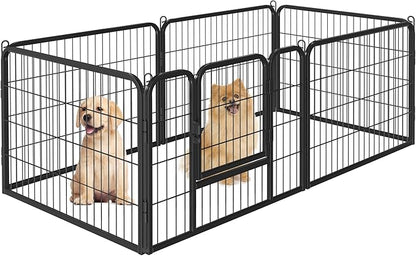 Topeakmart 24-Inch 6 Panel Heavy Duty Portable Pet Playpen Dog Exercise Pen Cat Fence Crate Cage Kennelwith Door Puppy Rabbits Play Pen,Outdoor/Indoor,Black