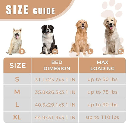 Orthopedic Outdoor Waterproof Dog Beds for Large Dogs, Washable Pet Bed with Egg Crate Foam Pet Bed Mat for Crate and Removable Oxford Fabric Cover,41"x 29",Beige