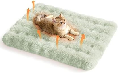 Self Warming Cat Bed, Self Heating Cat Mat & Warming Pad with Plush Fleece 18"x24", Non-Slip – Indoor Heated Cats Pad for Kittens, Small Dogs & Senior Pets,Green