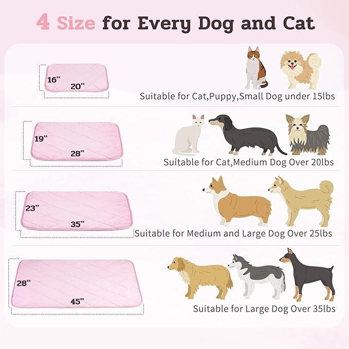 NWK Fluffy Self Warming Cat Mat, Cat Blanket, Thermal Dog Mat, Washable, Non-Slip Bottom for Sofa & Crate & Kennel & Car Seat (Blush Pink, Medium (28'' X 19'' X 0.4''))