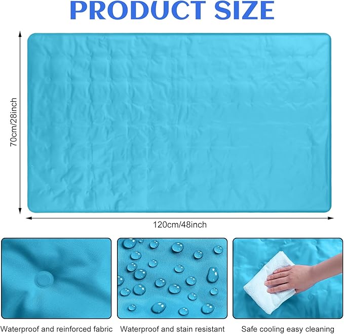 Drydiet Cooling Pad Mat for Sleep Cooling Mattress Pad Gel for Bed, Relieve Pain, Summer Hot Flashes, Adult, Pets, No Water or Electricity Required(Plain,Light Blue,48 x 28 Inch)