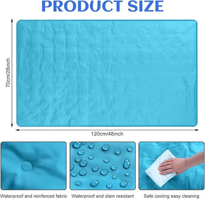Drydiet Cooling Pad Mat for Sleep Cooling Mattress Pad Gel for Bed, Relieve Pain, Summer Hot Flashes, Adult, Pets, No Water or Electricity Required(Plain,Light Blue,48 x 28 Inch)