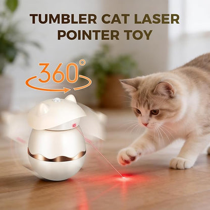 Automatic Laser Collar Cat Toy - Upgraded Tumbler Cat Laser Pointer Toy, Sensor Light On Top, 360° Irregular Rotation, USB C Charge & Works 2H, 3 Modes Interactive Cat Toy, Gifts for Ailurophile