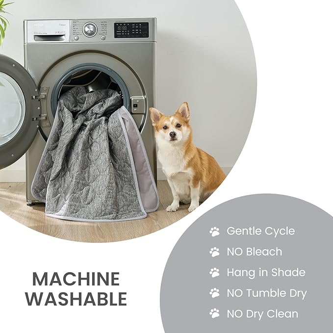 Cozy Bliss Deluxe Leakproof Cooling Blanket for Large Dogs Q-Max 0.5, Soft & Durable Washable Pet Cooling Mat for Hot Weather, Livingroom, Couch & Bed Protector for Cats, Charcoal Grey, 40"x60"