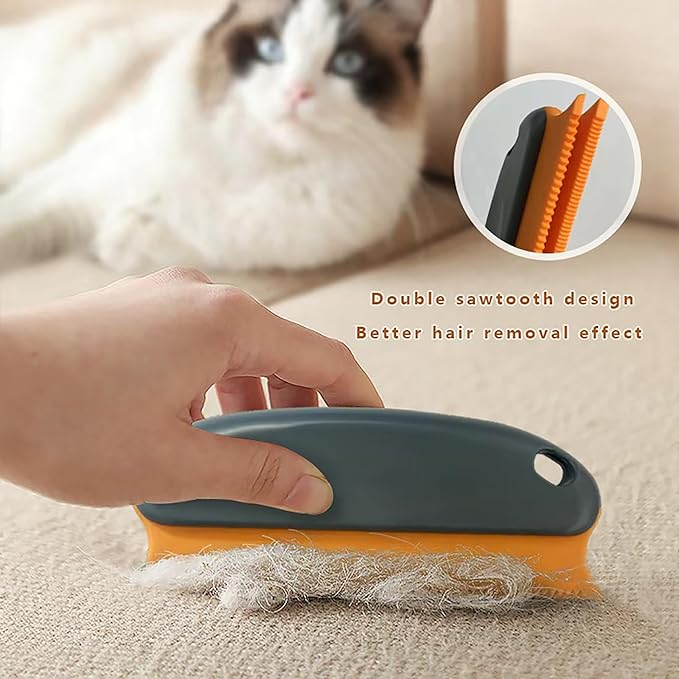 Pet Hair Remover for Dogs Cats - 3-in-1 Grooming Brush with Massage Comb Dustpan - Furniture Carpet Sofa Fur Cleaner for Pet Owners