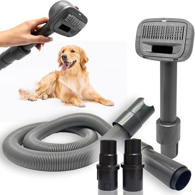Dog Brush Vacuum Attachment for Miele Classic C1 C2 C3, Shark NV350 NV500 NV501 HV300 HV371 HV372 & Small Shop Vacs (1-1/4'' Vacuum Hose) - Pet Grooming/Removal Attachment for Dogs Cats