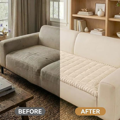 Smiry Non Slip Couch Covers for Dogs, Fuzzy Pet Couch Covers for 3 Cushion Sofa Pet Friendly, Soft Sofa Slipcovers Cushion Furniture Protector Washable (Apricot, 27.6" x 82.7")