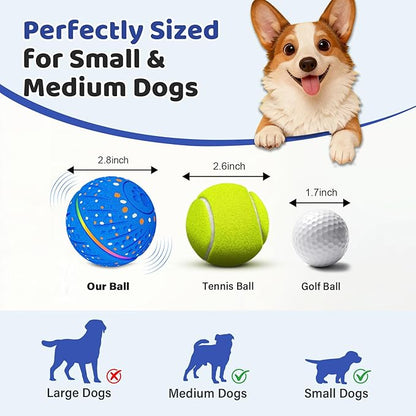 Interactive Dog Toys Dog Ball - Smart Moving Bouncing Dogs Ball with RGB Lights, E-TPU Material, 3 Play Modes Automatic Rolling Balls Toy for Small Medium Dogs Keep Them Busy(Blue)
