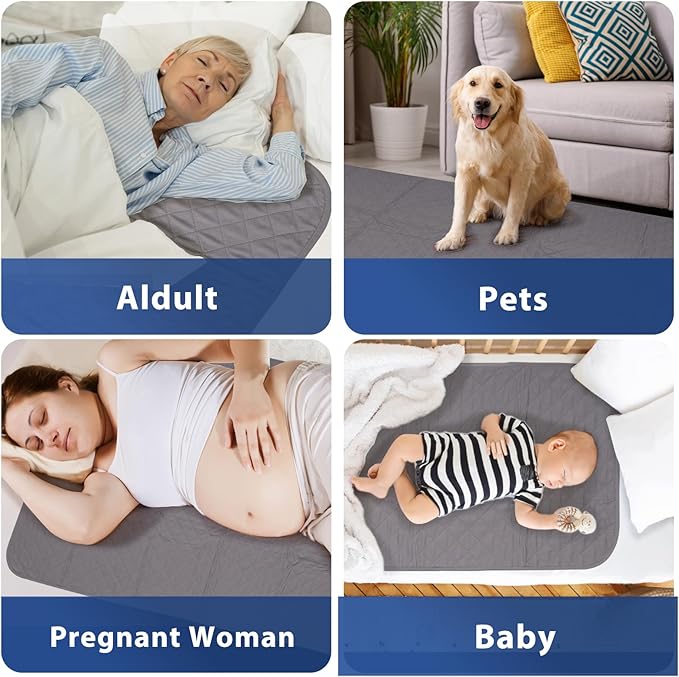 Hide Stains Washable Bed Pads 45x56 Inch(2Pack),Bed Pads for Incontinence Washable Extra Large,Waterproof Pads for Beds,Mattress,Adults,Seniors,Kid,Pet,Incontinence Pads for Bed Wetting Pads