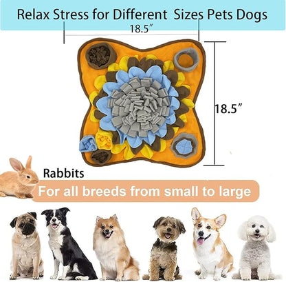 Dogs Snuffle Mat Pet Feeding Mats Puppy Sniffing Pad,Cat Doggies Interactive Puzzle Toys for Multiple Breeds Encourages Natural Foraging Skills,Training and Stress Release (Grey Brown)