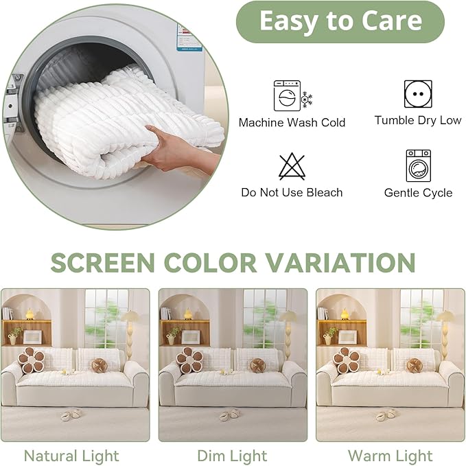 OstepDecor Washable Couch Cover for Dogs, Thick Pet Friendly Sofa Covers, Soft Couch Protector, Paw Cart Sofa Slipcovers, Cushion Protector for Leather, Sectional, Loveseat (27.6" x 27.6", White)