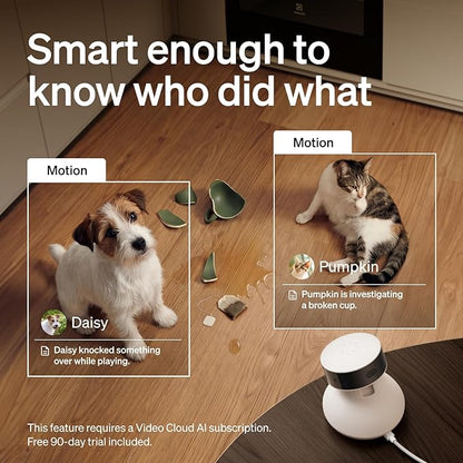 PETLIBRO Security Indoor Camera Includes 90-Day AI Trial w/AI Human/Pet Detection & Two-Way Audio, Home Camera w/360° Pan Tilt & Night Vision, Dog/Pet Cam w/Multi-Pet Recognition, Smart Summaries