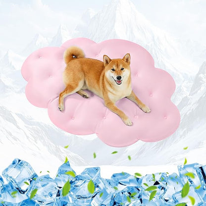 Dog Cooling Mat, 47'' × 35'' Large, Self-Cooling Mat for Dog, (Cool & Warm) Double-Sided Pet Cool Pads for Crate, Kennel, Machine Washable Summer Blanket, Cat Cool Bed, Pink