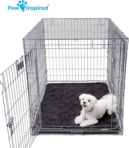 Paw Inspired Washable Padded Crate Mats for Dogs | 41” x 28” Pad, Fits 42-inch Kennels | Leakproof, Waterproof Bottom, Plush Pet Beds (Gray)