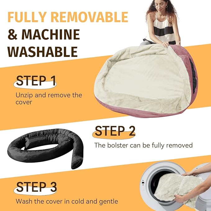Orthopedic Dog Bed for Medium Dogs, Waterproof Dog Bed with Removable Bolsters, Egg Crate Foam Pet Couch for Medium Size Dog with Machine Washable Cover & Non-Slip Bottom, Pink