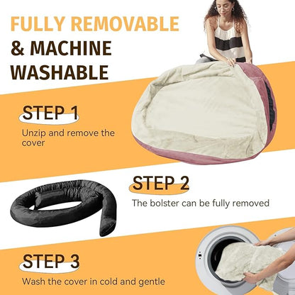 Orthopedic Dog Bed for Medium Dogs, Waterproof Dog Bed with Removable Bolsters, Egg Crate Foam Pet Couch for Medium Size Dog with Machine Washable Cover & Non-Slip Bottom, Pink