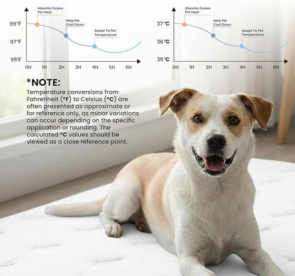 Self Cooling Mat for Dogs & Cats, 35x23 Soft Breathable Cold Crate Pad for Pet, Portable Washable Kennel Bed for Outdoor Summer with Non-Slip Bottom and Chill Cool Fiber, Light Gray