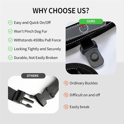 Magnetic Dog Harness and Leash Set with Quick Release Buckle, Easy On & Off Faux Leather Puppy Harness and Leash with Handle for Medium, Large Sized Dog