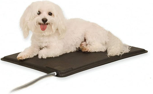 K&H Pet Products Lectro-Kennel Heated Outdoor Dog Pad, Durable Rigid ABS Plastic Waterproof Heated Pad for Dog & Cat Houses Outdoor, Washable Cover, Safety Listed - Small 18.5 X 12.5in Black 40W