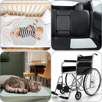 Waterproof Chair Pads for Incontinence, 4 Pack Reusable Seat Protector Pads 18" x 16", Absorbent Wheelchair Pad Covers, Washable Chair Pads for Adults, Kids & Pets - Gray