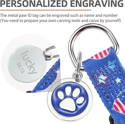 PUPTECK No Pull Dog Harness Soft Adjustable Basic Nylon Step in Puppy Vest Outdoor Walking with ID Tag, American Flag, XS