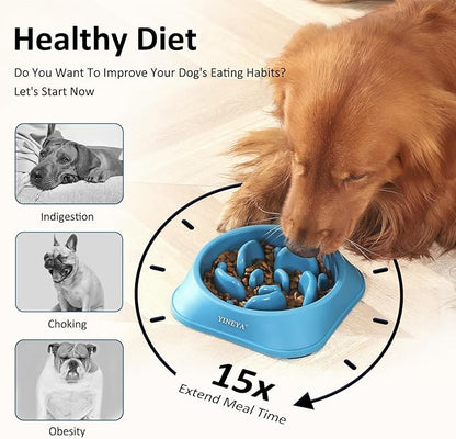 YINEYA Slow Feeder Dog Bowls, Pet Supplies That Slow Down Eating, Pet Food Bowls, Maze Dog Puzzle Feeder for Medium Breed