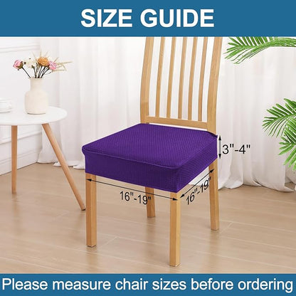 Smiry Waterproof Seat Covers for Dining Room Chairs Set of 8, Stretch Jacquard Removable Washable Chair Seat Slipcovers Protector, No Rear Covers, Violet