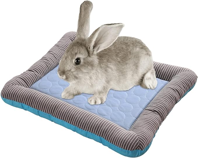 PINVNBY Rabbit Cooling Pad 16.9" L*12.9" W Bunny Bed Mat Ice Silk Summer Pet Cooling Sleeping Pad Portable cage Liner Washable for Bunnies Guinea Pigs Chinchillas Hedgehog Ferrets