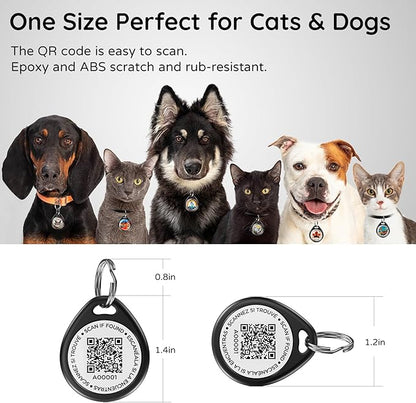 Dog Tags Personalized for Pets, Liberty Pattern QR Code Dog Name Tags for Pet Collar, Online Profile, Scan Location Alerts, (Black Liberty)