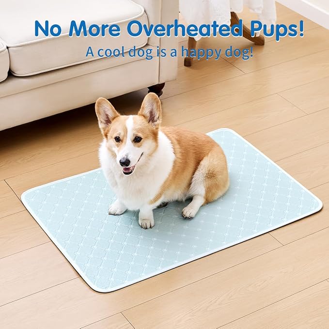 Dog Cooling Mat - Instant 6-12°F Drop, Cooling Mat for Pets Q-MAX >0.5 & Machine Washable, Anti-Slip Bottom, Cool Relief Bed for Dogs & Cats Light Blue 28" x 22"