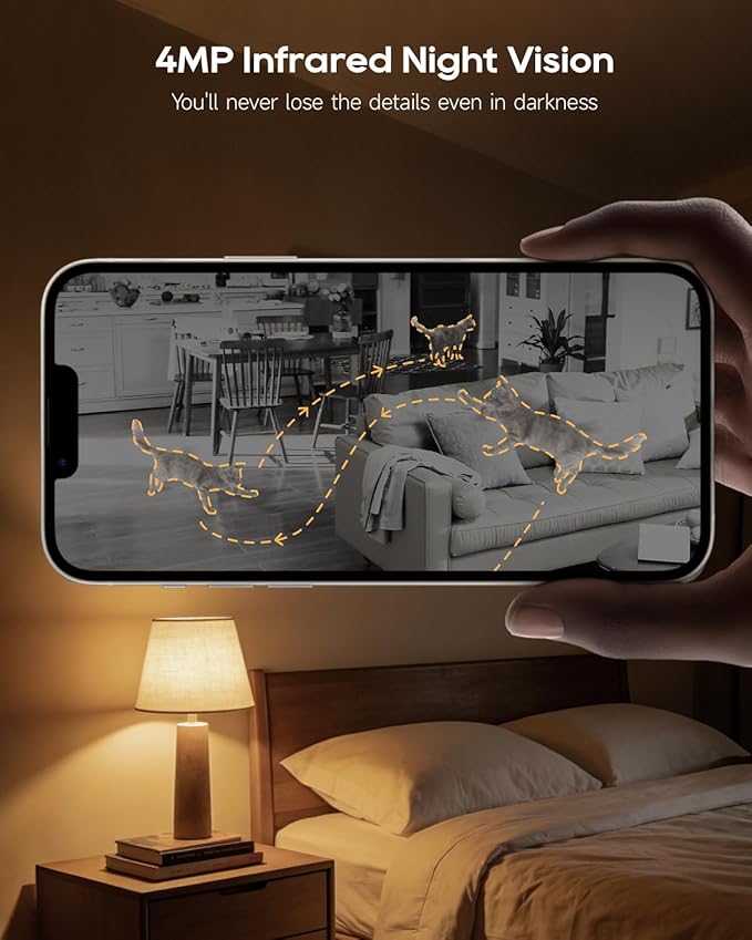 DREAME 2.5K 4MP Pet Dog Camera, Indoor Security Camera Wireless, Dual-Band 5G/2.4G Wi-Fi, Auto-Tracking, 360° Pan-Tilt, Cloud & Local Storage, Physical Privacy Mode, Work with Alexa & Google, White