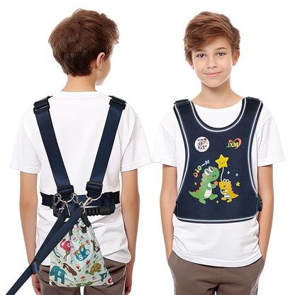 Safety Walking Harness for Big Kids 6-12, Anti-Elopement Vest Harness for Autism Special Needs ADHD, Reflective Leash with Handle for Autistic, Active Children, Adjustable Tether for Travel and Crowds