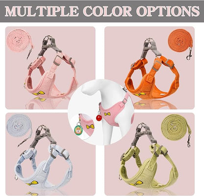 No Pull Dog Harness with Leash Pet Soft Vest Harness and Leash Set Dog Cat No Choke Escape Proof Harness Reflective Step in Harness for Small Medium Dogs Cats(Pink, XLarge)