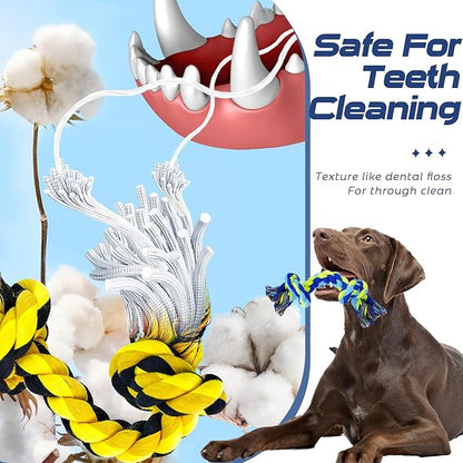 SHARLOVY Dog Chew Toys for Aggressive Chewers, 5 Pack Indestructible Dog Toys for Large Breed, Cotton Rope Toys, Tough Bone Chew for Aggressive Chewers Large Breed