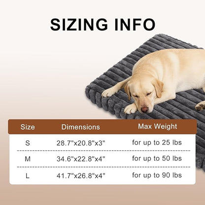 Dog Beds Flat Dog Crate Bed Waterproof for Meduim Large Dogs with Plush Removable Washable Cover Anti Slip Bottom for Indoor, Grey, 28.7"x20.8"