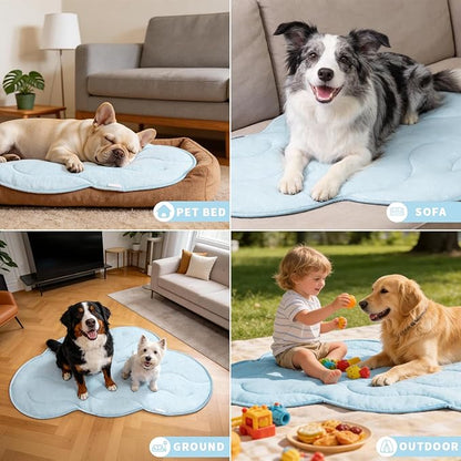 BECEMURU Dog Cooling Mat, Thickened Soft Pet Cooling Pad for Summer, 55"x37" Could-Shape Pet Bed for Crate Kennel Sofa, Non-Gel Coolness, Machine Washable & Durable - Keep Pet Cool and Comfortable