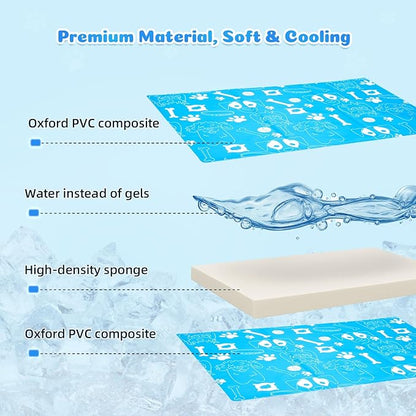 Ownpets Dog Cooling Mat, X-Large 43" x 27" Instant Cooling Pet Pad, Thickened Portable Pet Cool Pad for Dogs and Cats, Leakproof Water-Filled Summer Relief Mat for Crate, Floor, Car, Outdoor